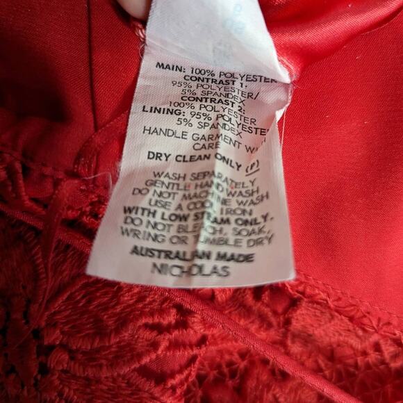 NICHOLAS Rouleau Red Lace Sleeveless V-Neck Midi Dress Size 6 Women's Preowned - Picture 10 of 13